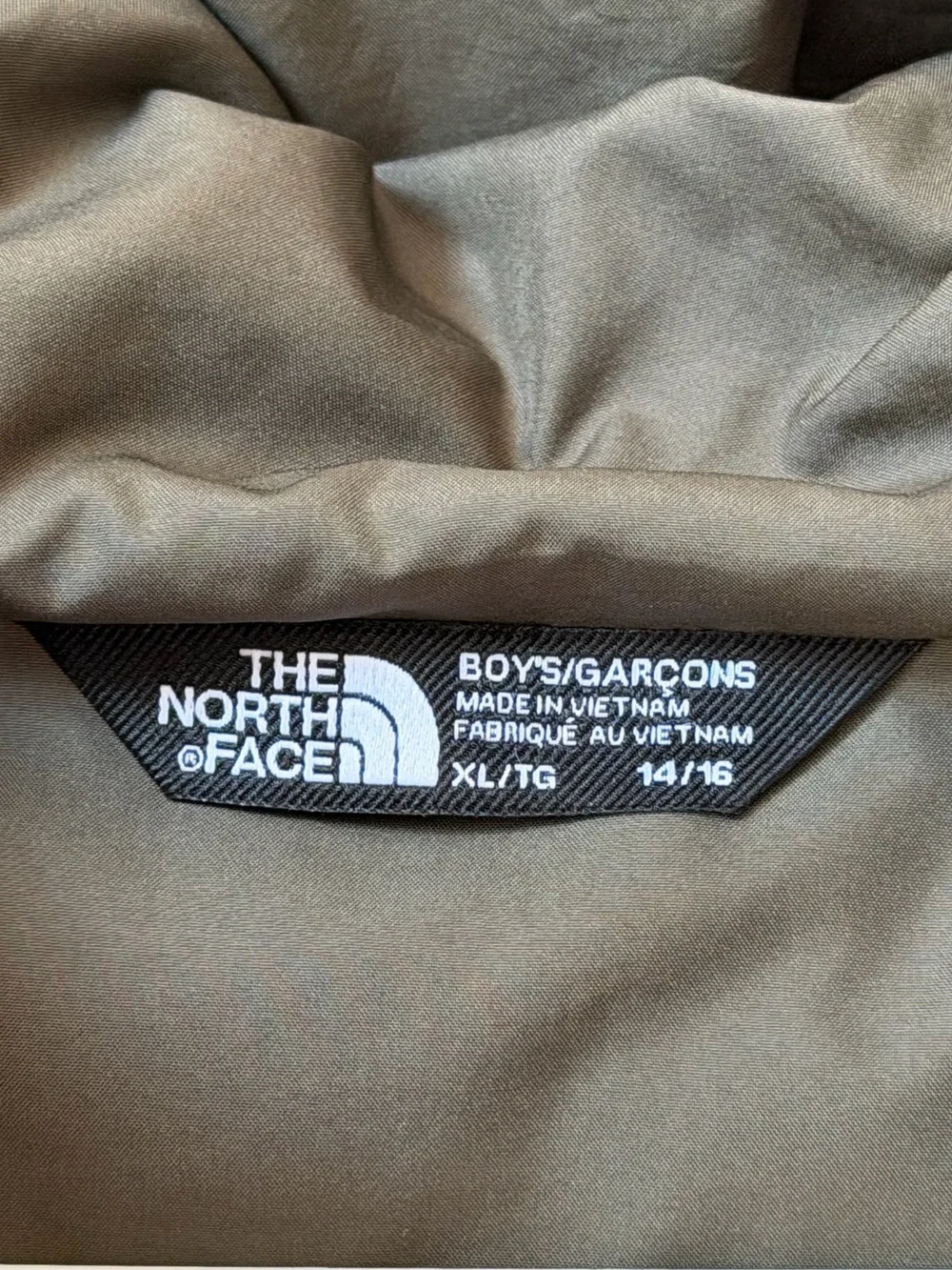 Boys' North Down Hooded Jacket, Color: New Taupe Green, Size: XL (14/16)